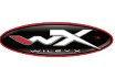 Black oval logo with red outline and white stylized “WX” lettering