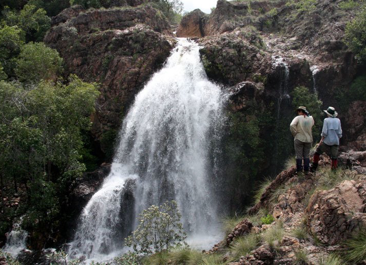 Barramundi Creek above Maguk, wet season waterfall seen on 6 day hike