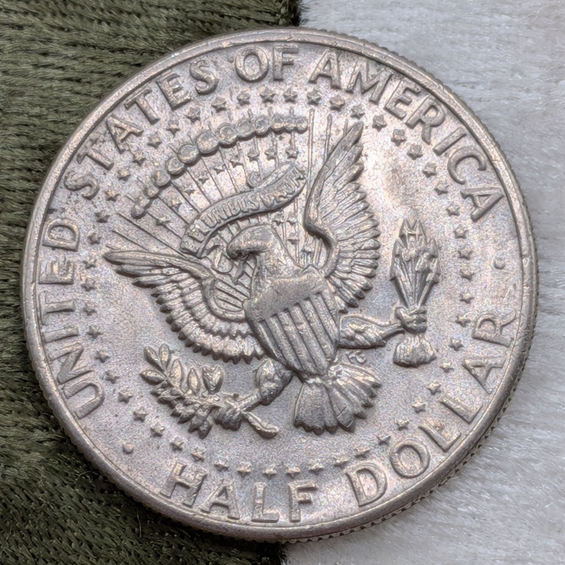 1971-D Kennedy Half dollar pastel toning