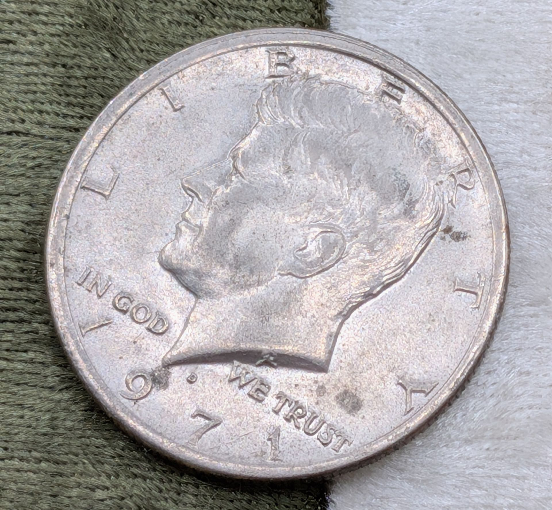 1971-D Kennedy Half dollar pastel toning