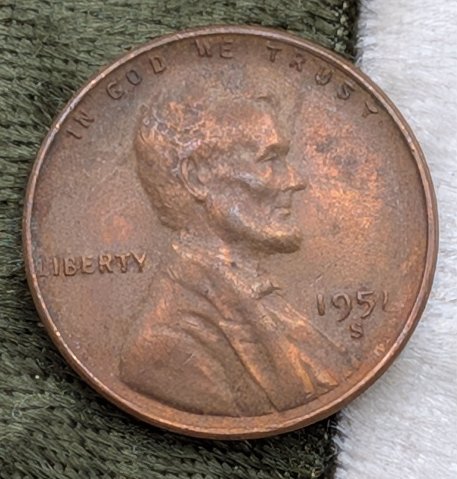 1951-S Lincoln cent