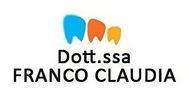 Logo per la Dott.ssa Franco Claudia. Presenta tre denti stilizzati in blu, arancione e giallo sopra il nome.
