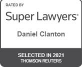 A badge that says `` rated by super lawyers daniel clanton selected in 2021 thomson reuters ''.