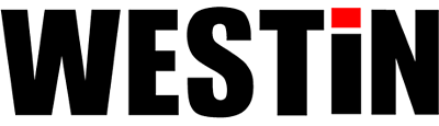 Westin logo, black letters with red square above the “i”.