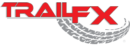 TrailFX logo in red with tire track design.
