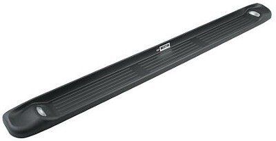 Black truck bed step with ridged surface.