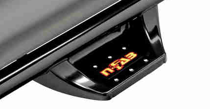 Black electric griddle control panel with orange
