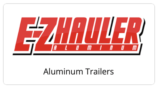Logo for EZ Hauler Aluminum Trailers in red and black, with the words “Aluminum Trailers” below.