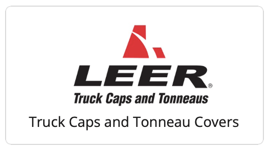 Leer Truck Caps and Tonneaus logo with red and black text on white, rectangle.