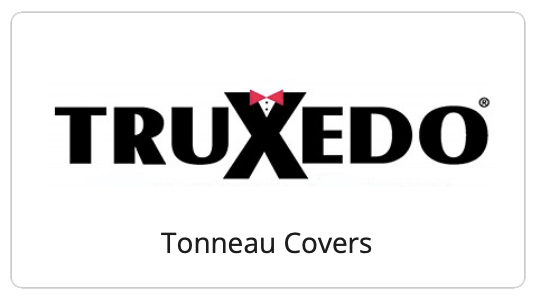 TRUXEDO logo with black text and a small red bow tie; 