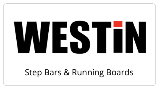 Westin logo with step bar and running board text below.
