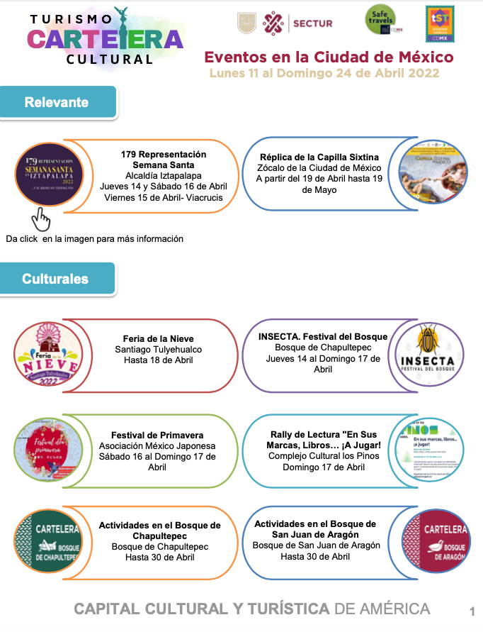 A flyer for capital cultural y turistica de america