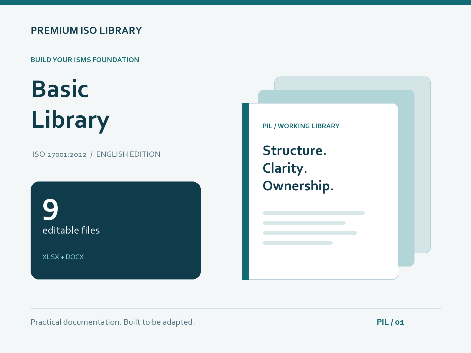 Basic Library for ISO 27001:2022 — 9 editable English Word and Excel files