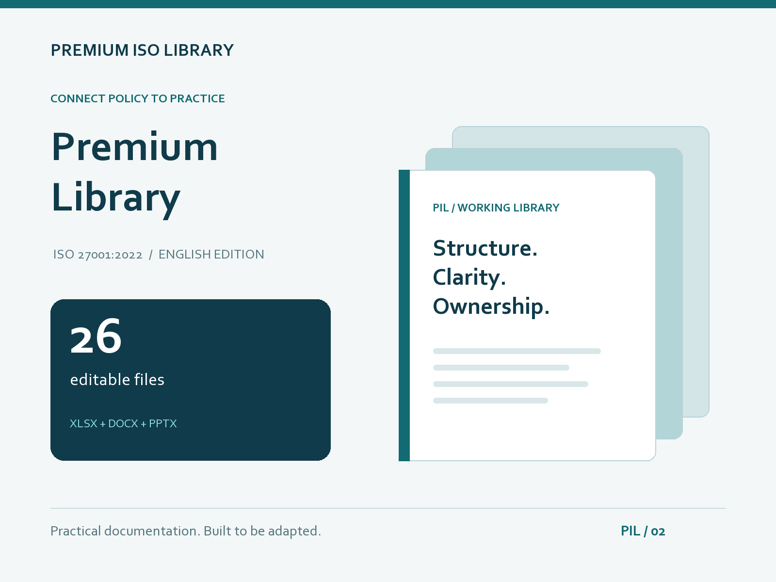 Premium Library for ISO 27001:2022 — 26 editable English Word, Excel and PowerPoint files