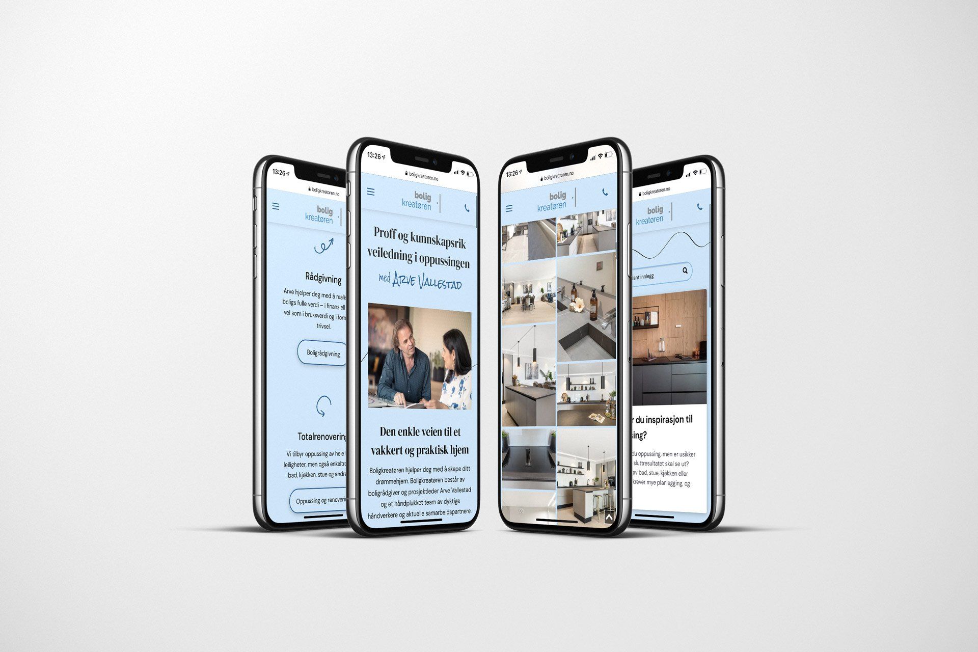 Mockup av nettsiden til Boligkreatøren