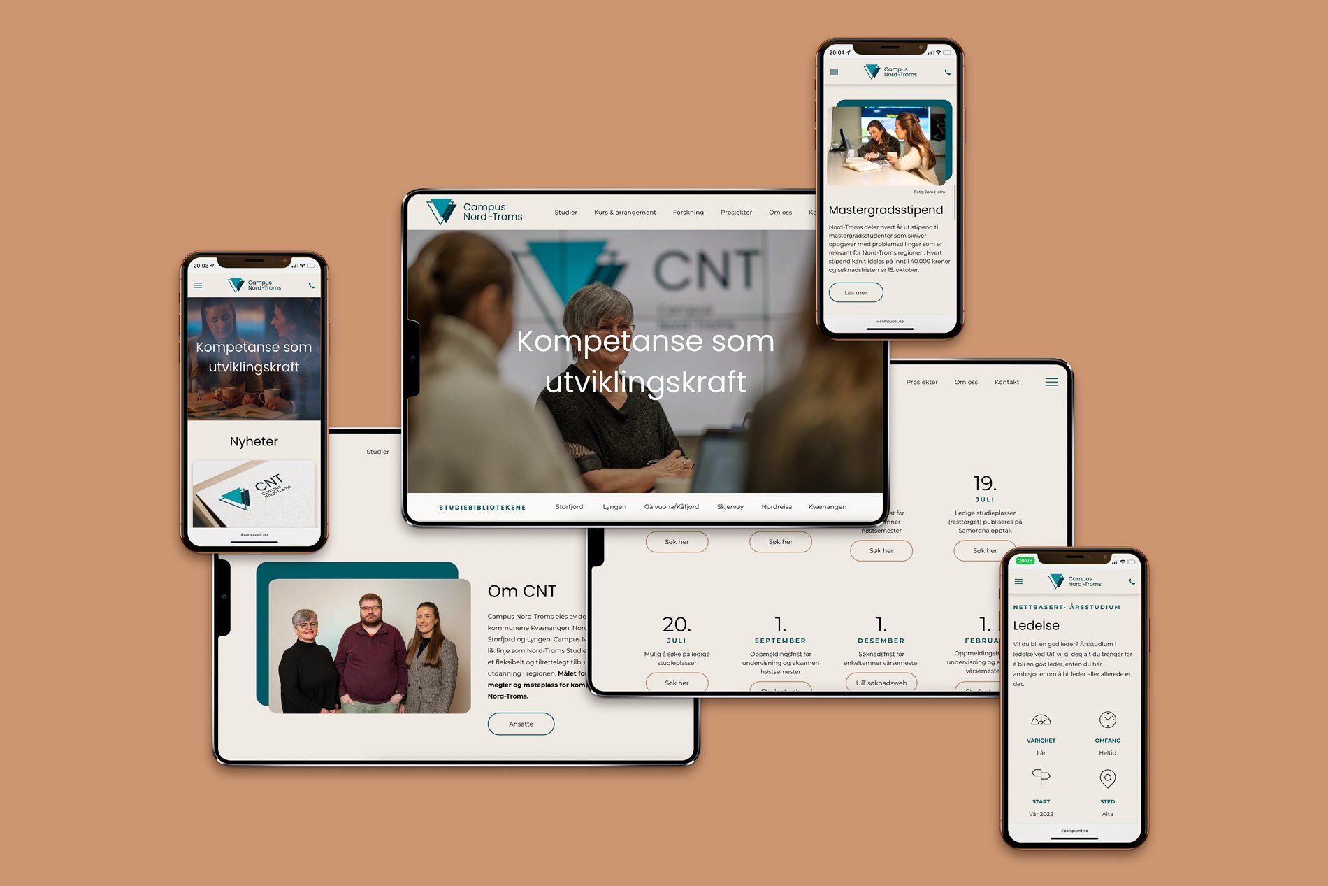 Illustrasjoner av webdesign laget for campus-nord-troms