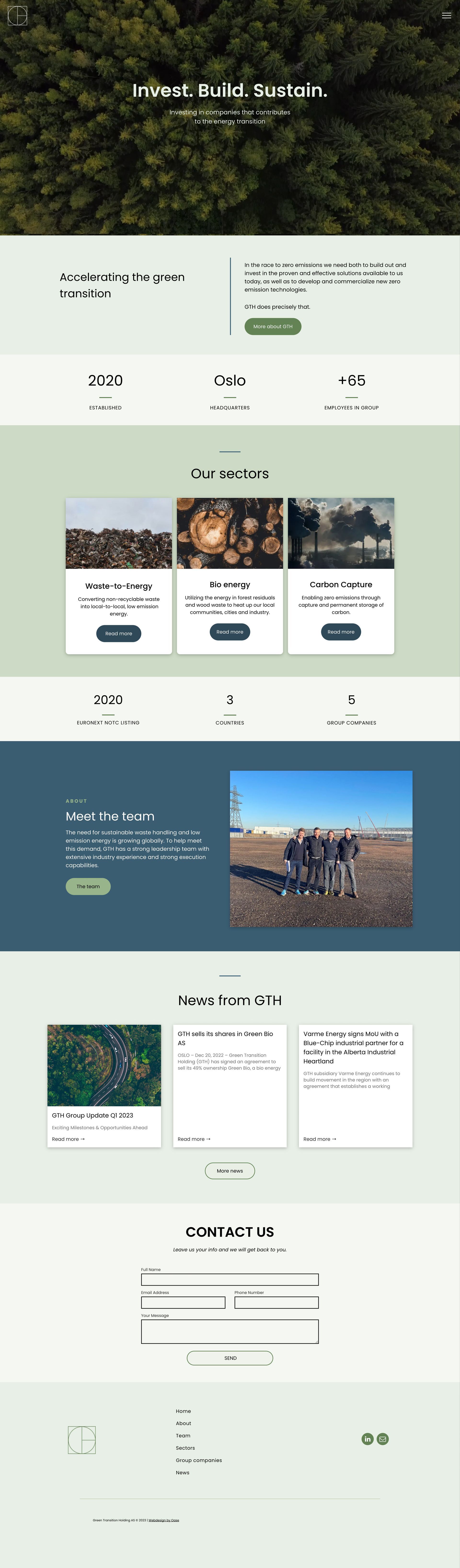 Green Transition Holdings nettside laget av Oase Media