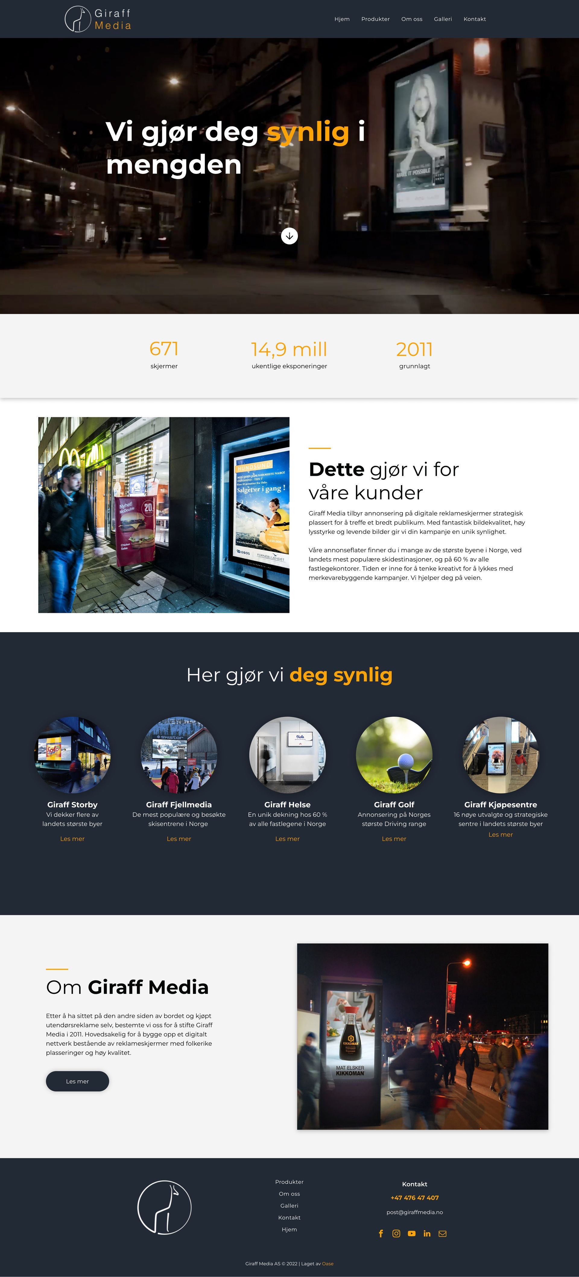Giraff Medias nettside laget av Oase Media