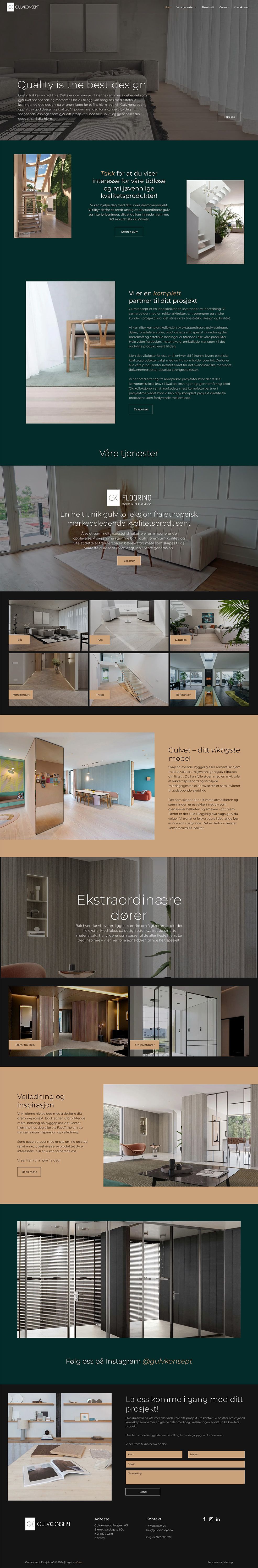 Gulvkonsepts nettside laget av Oase Media