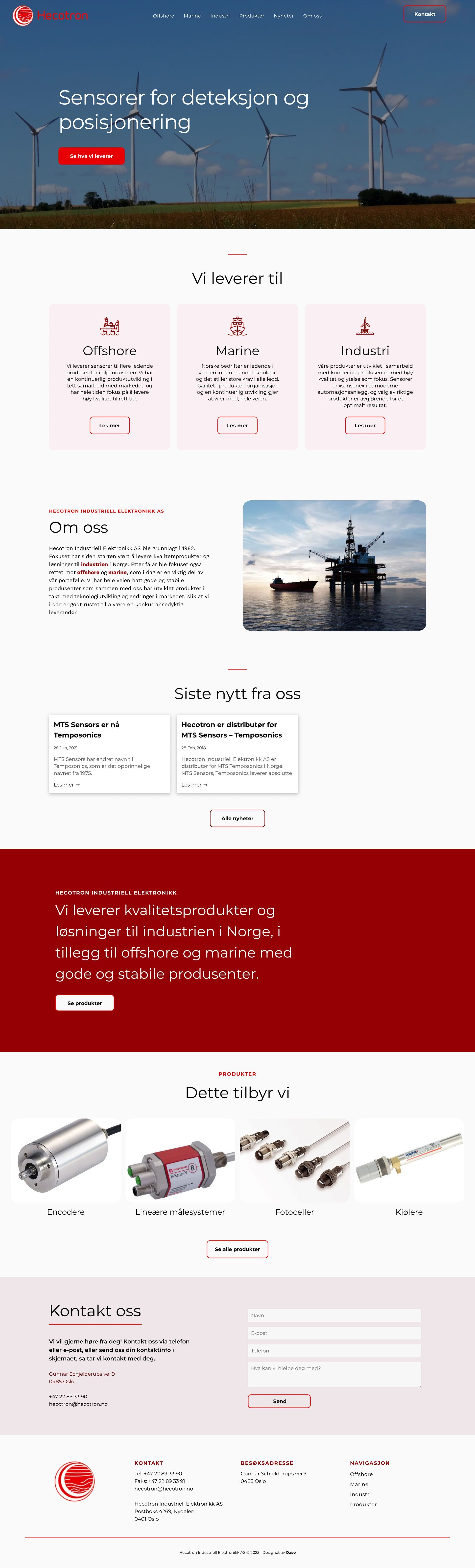 Hecotrons nettside laget av Oase Media