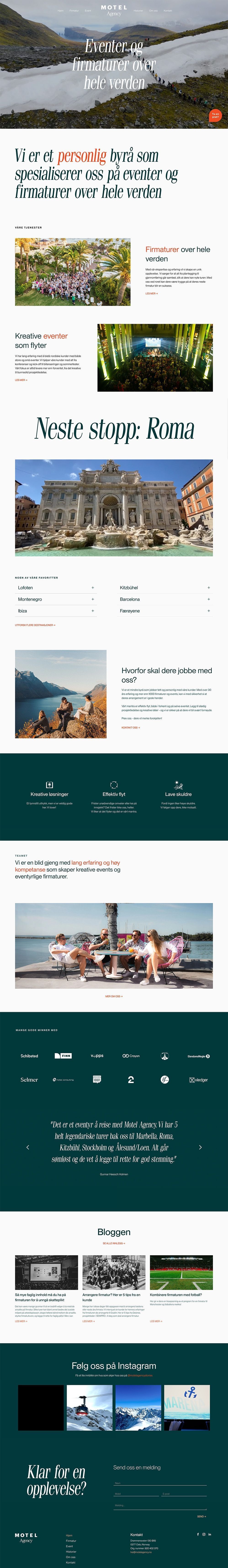 Motel Agencys nettside laget av Oase Media
