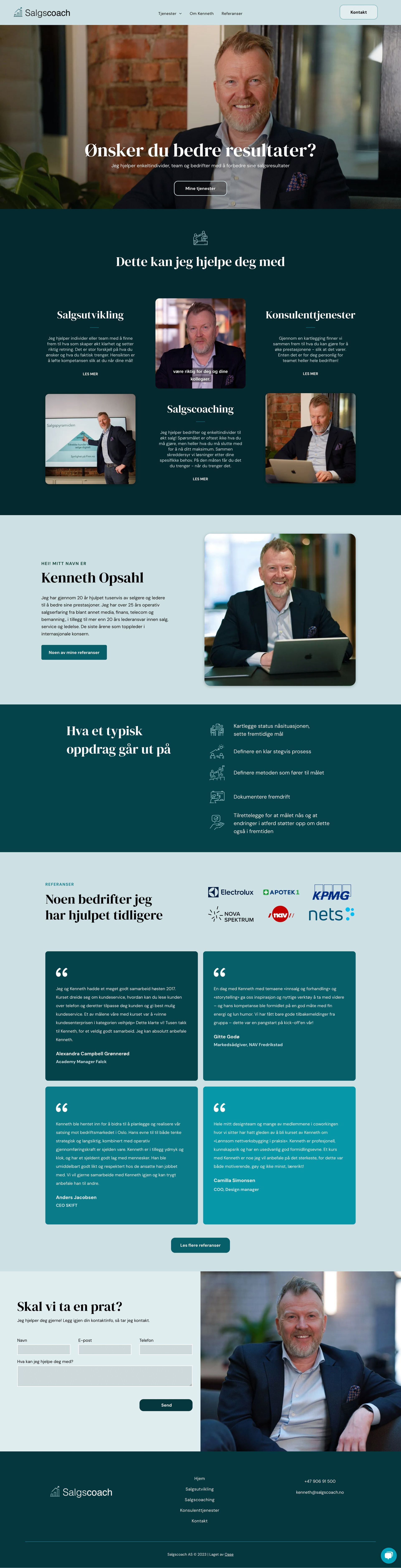 Salgscoachs nettside laget av Oase Media