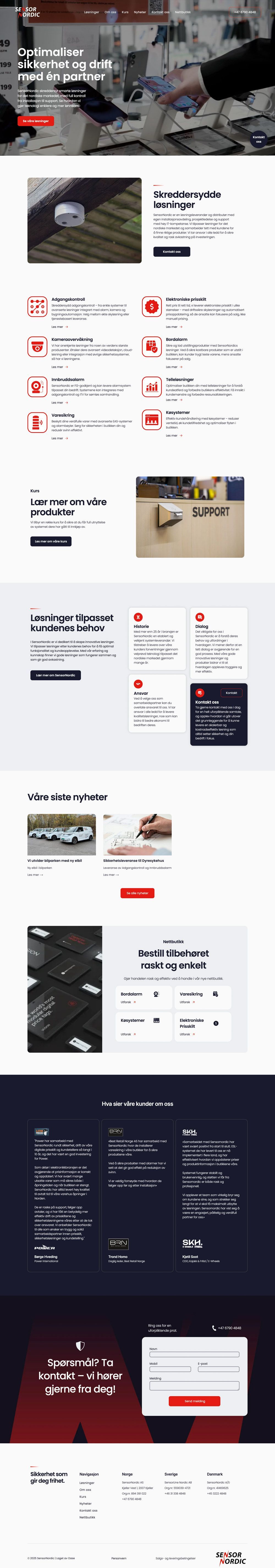 Sensor Nordics nettside laget av Oase Media