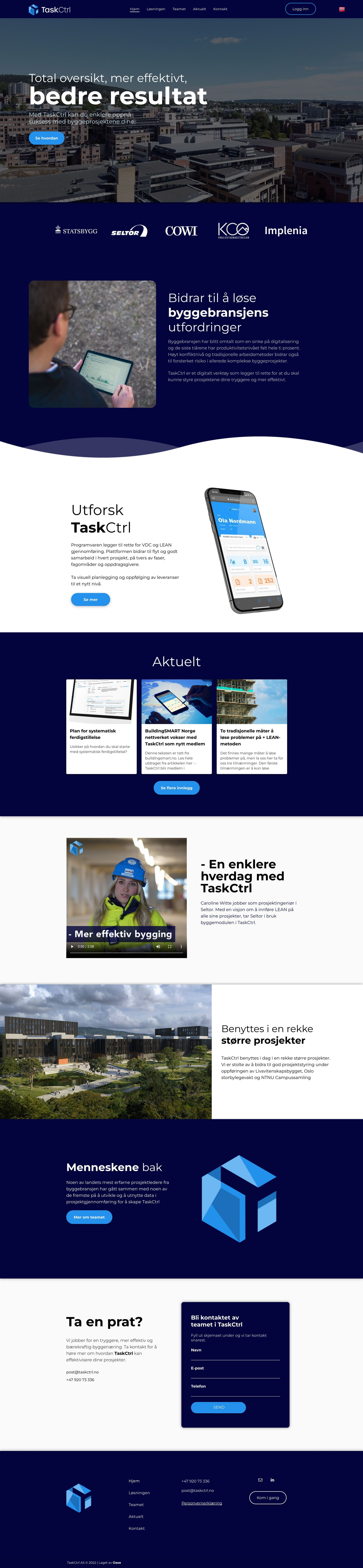 TaskCtrls nettside laget av Oase Media