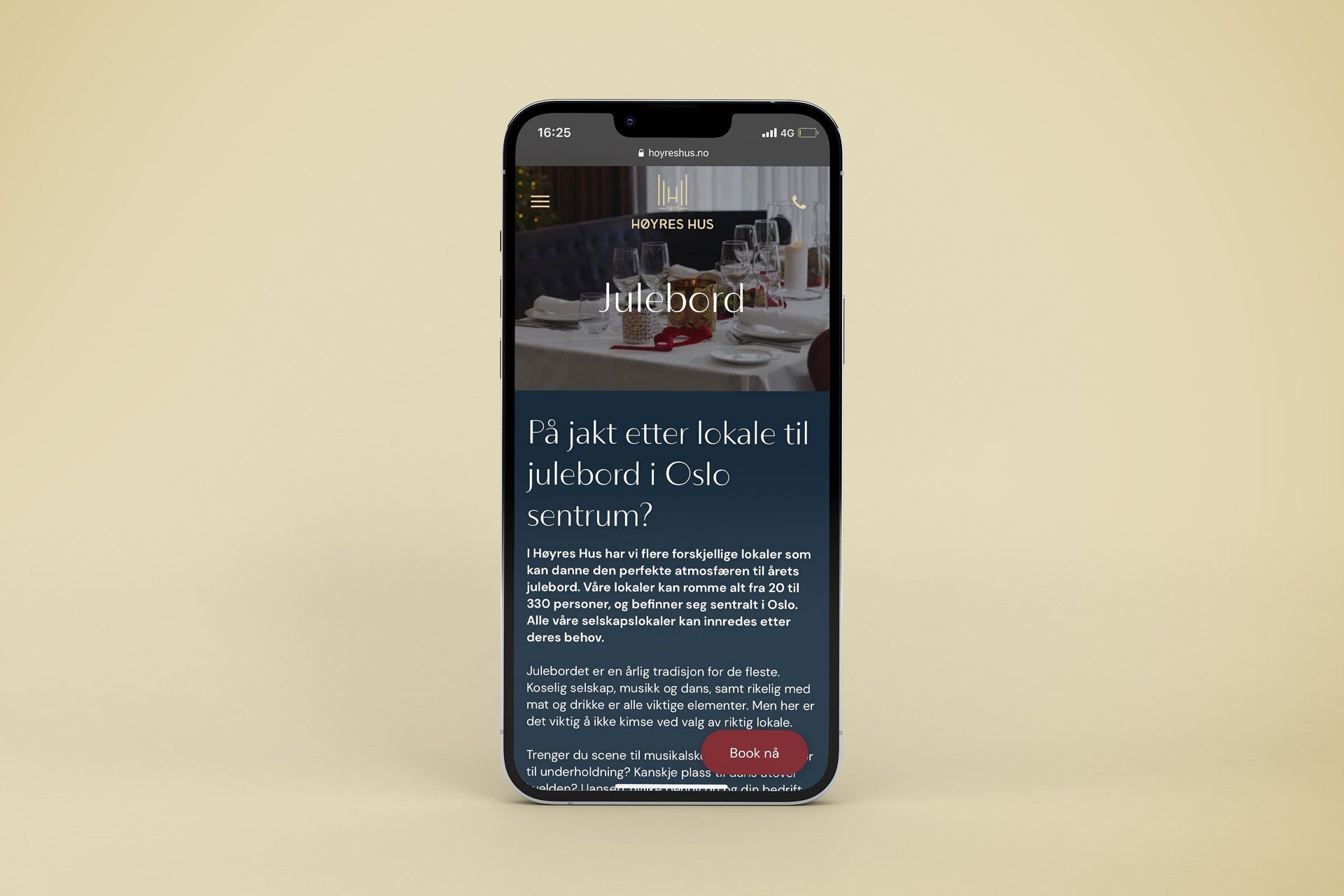 illustrasjon av nettsiden til høyres hus på en iPhone
