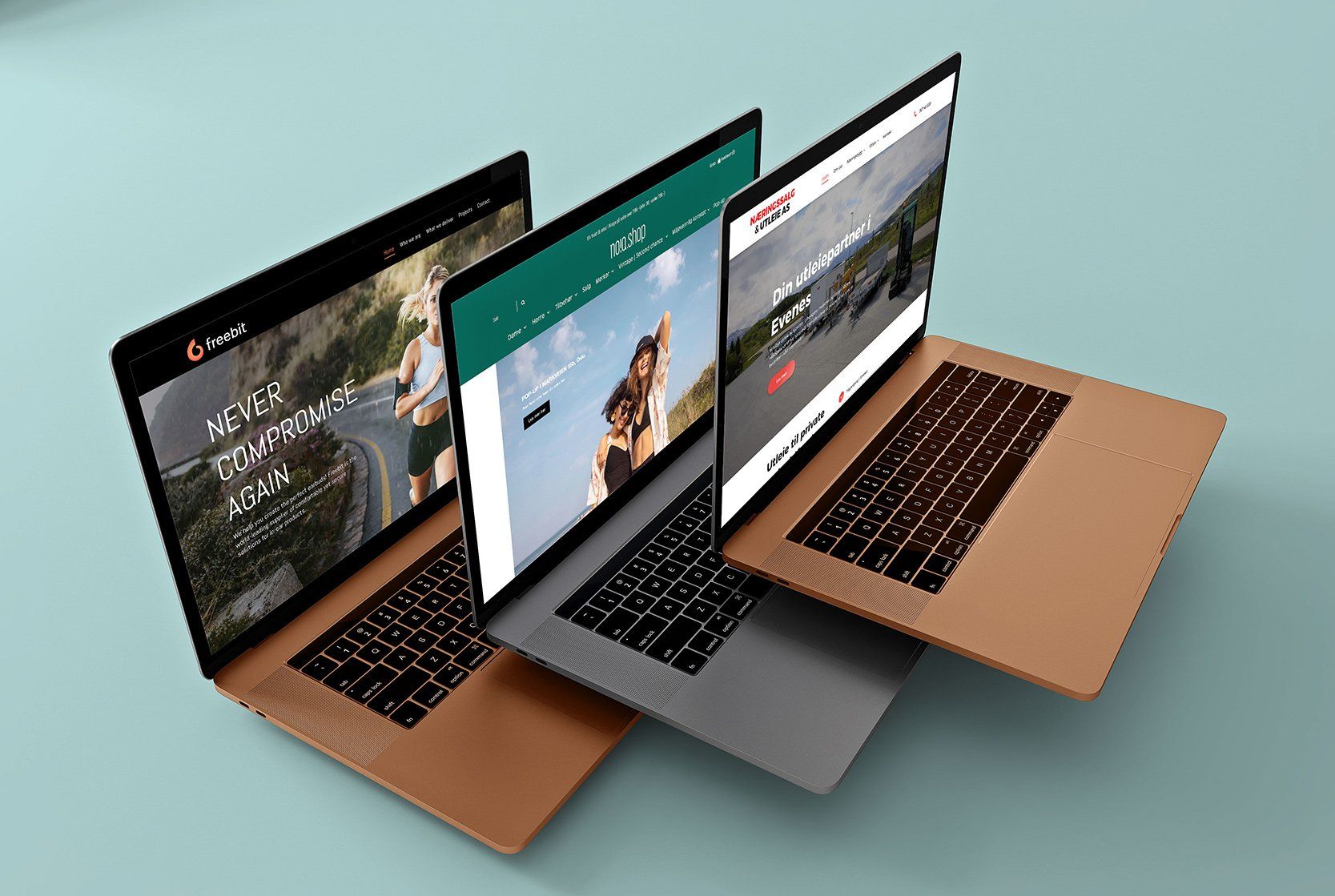 Mock up av hjemmesider