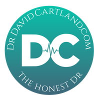 Logo for Dr. David Cartland, a teal circle with 