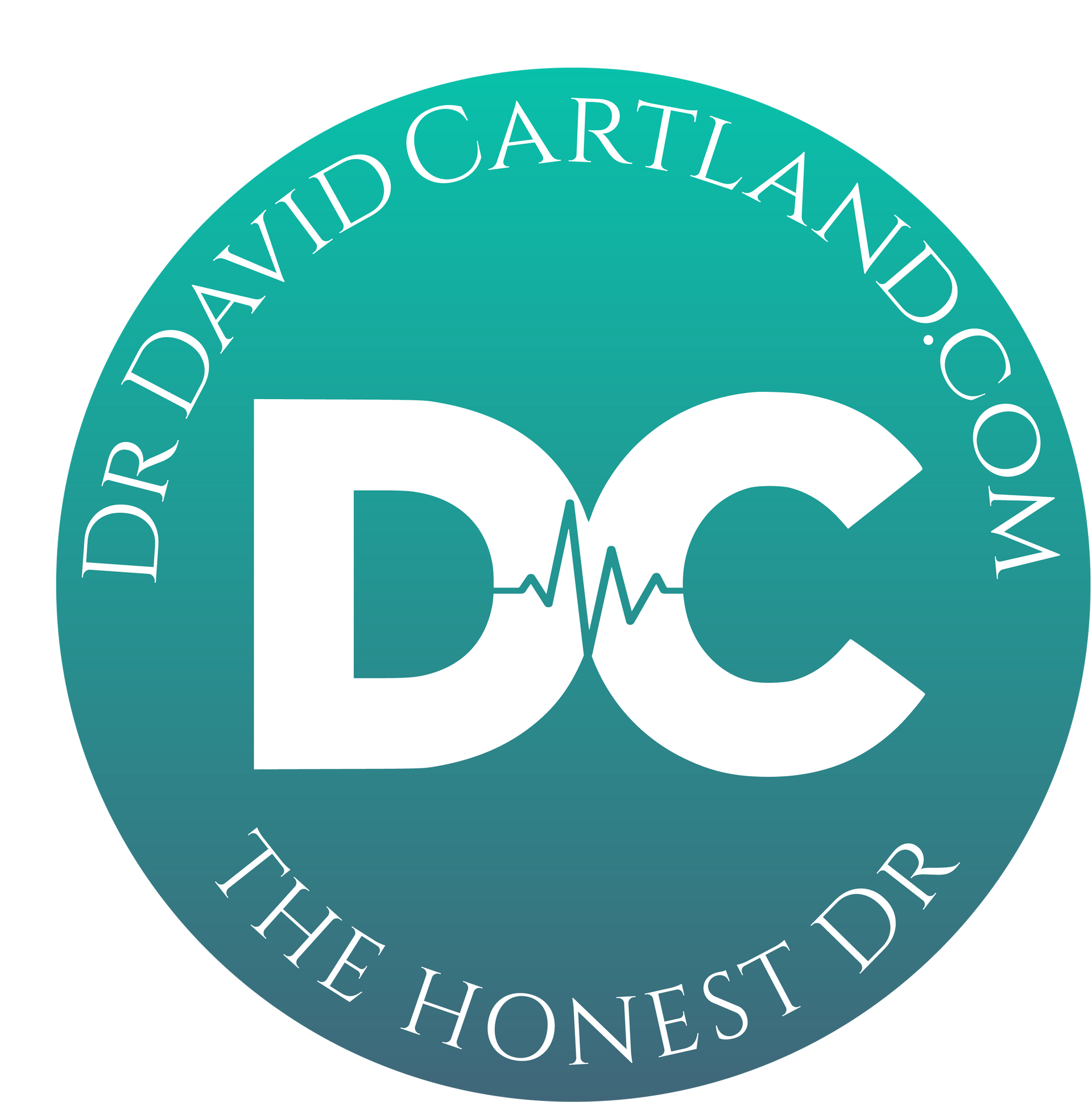 Logo for Dr. David Cartland, a teal circle with