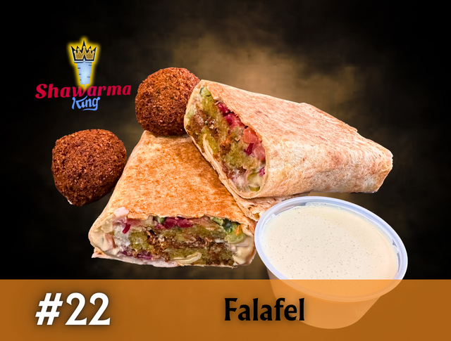 Shawarma king # 22 falafel sandwich with dipping sauce