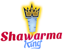 A logo for shawarma king with a crown on it
