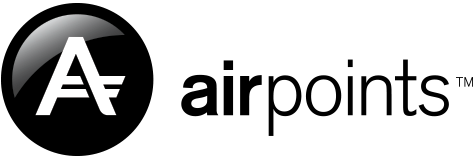 A black and white logo for a company called airpoints