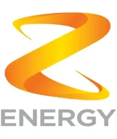 A logo for a company called energy with an orange swirl