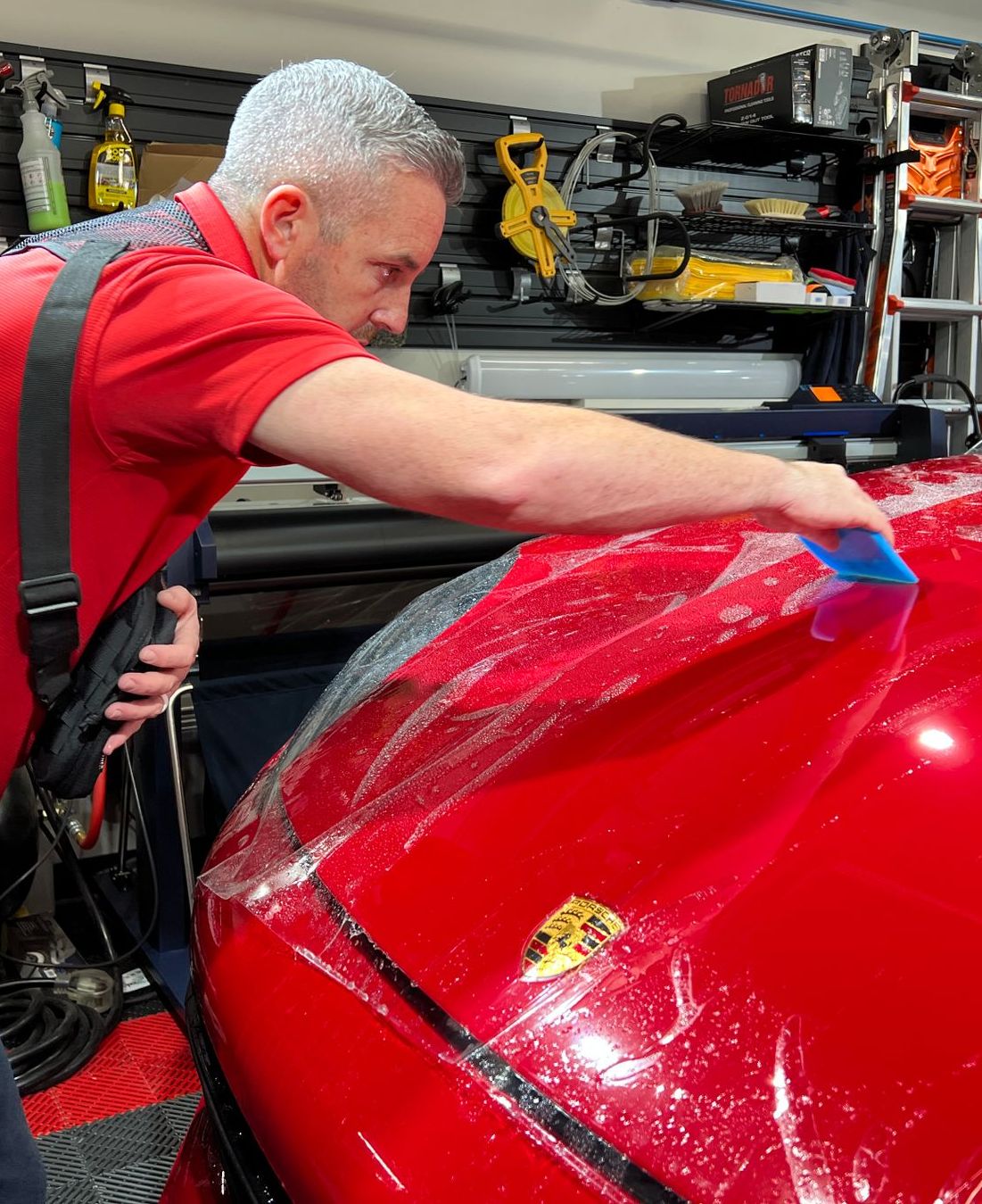 Porsche with professional paint protection film installation