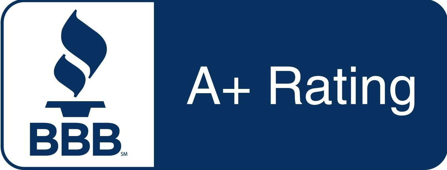 A blue sign that says bbb a + rating