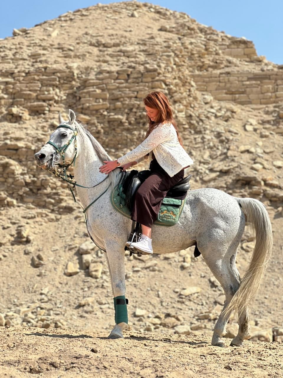Horse riding near the pyramids in Egypt