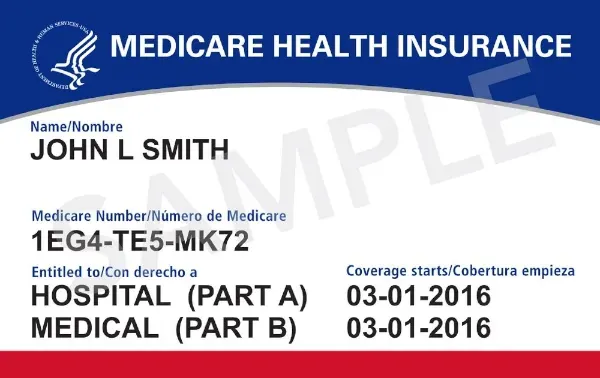 Sample Medicare health insurance card with blue header and John L. Smith name