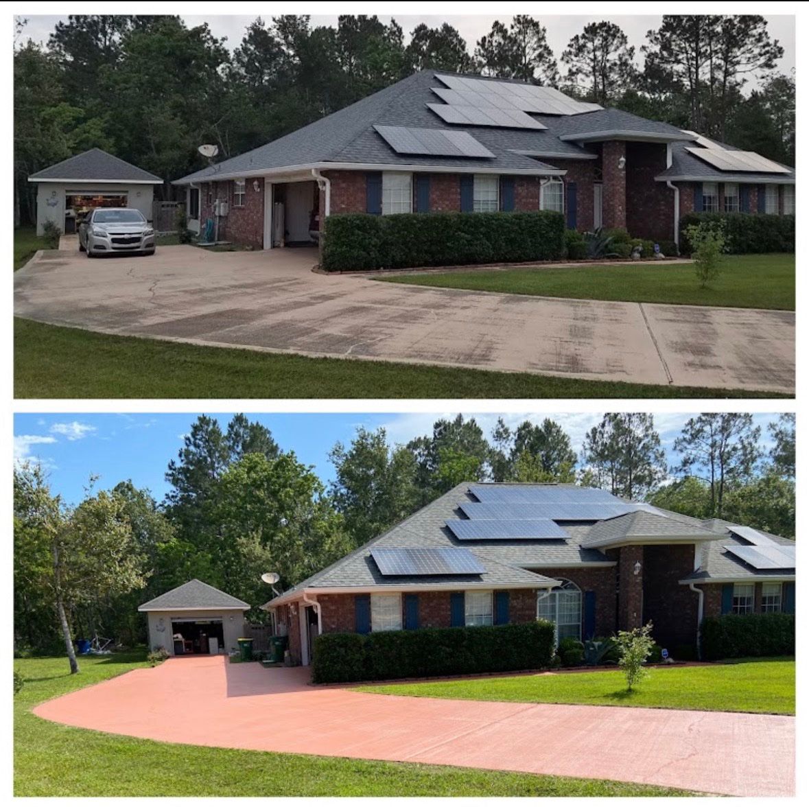 Concrete driveway staining before and after by Davis Painting, Biloxi MS