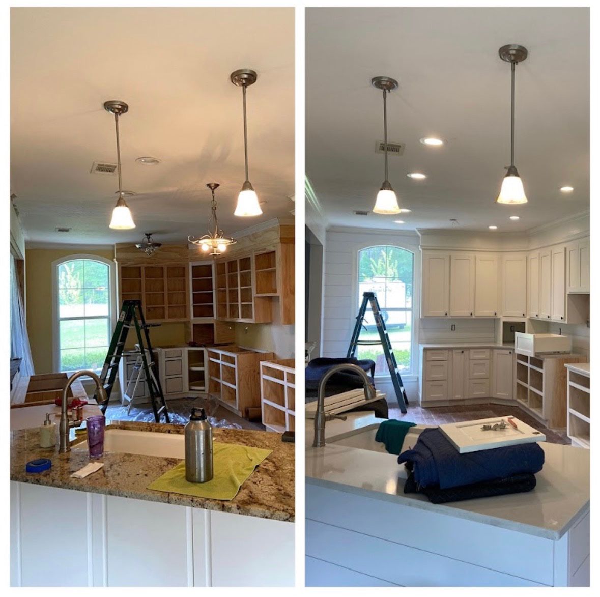 Kitchen cabinet painting before and after by Davis Painting, Biloxi MS