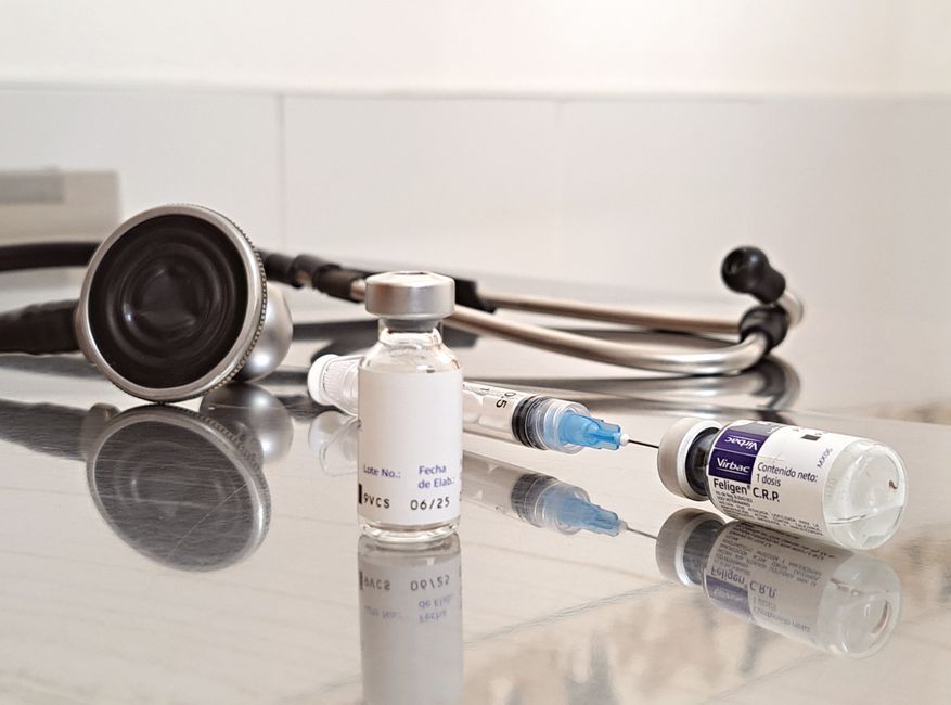 HPV vaccine vial and syringe for genital warts prevention at Hommage Women's Clinic, Gangnam, Seoul