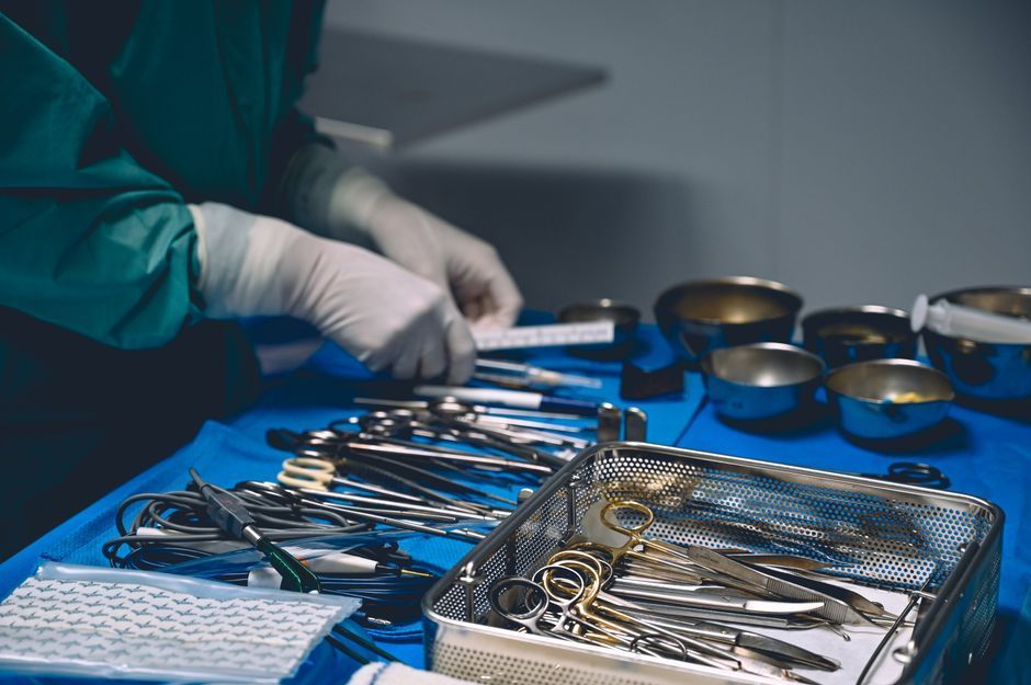 Sterile instruments prepared for clitoral hood reduction under local anesthesia, Hommage Women's Clinic, Gangnam, Seoul