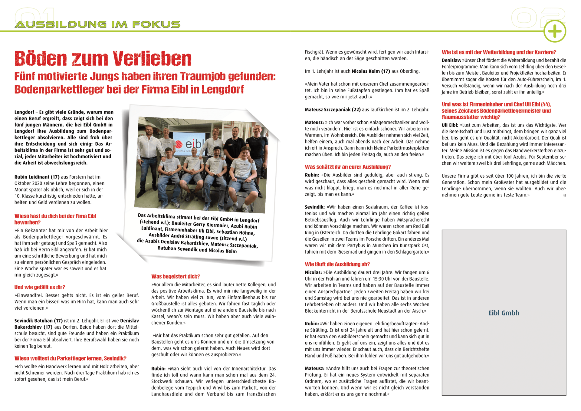 Zeitungsartikel Ausbildung