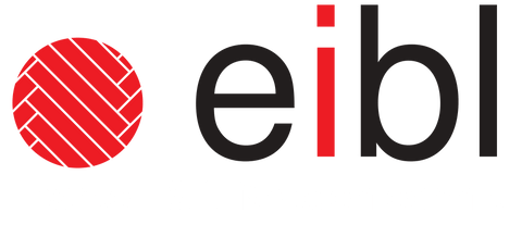 Ein Logo für ein Unternehmen namens Eibi mit einem roten Ball in der Mitte.