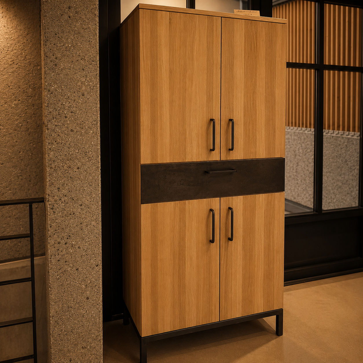 Geschirrschrank aus Esche und Metall