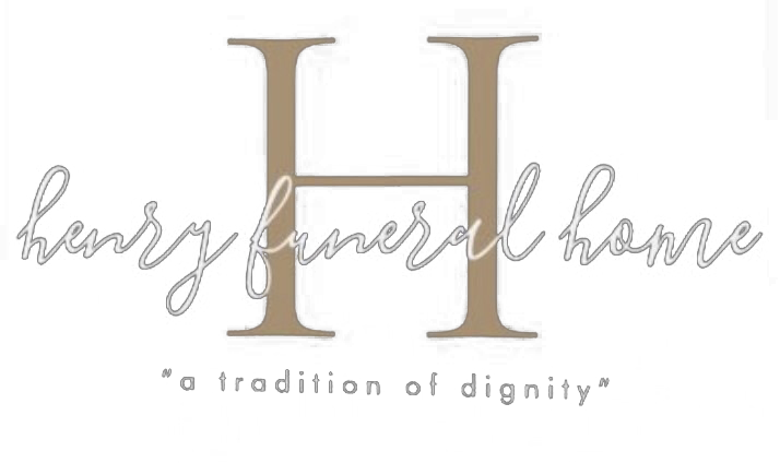 Logo for Henry Funeral Home: large tan