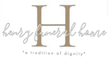 Logo for Henry Funeral Home: large tan 