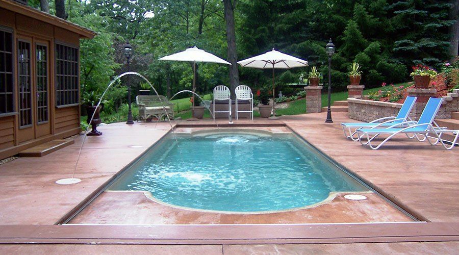 A residential concrete pool deck.
